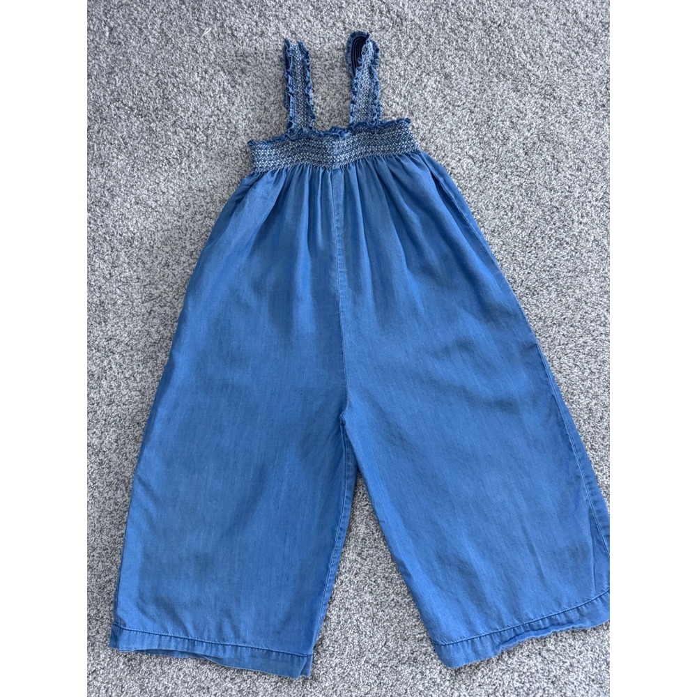 Pink Chicken Liv Chambray Smocked Wide Leg Jumpsuit Girls 4Y